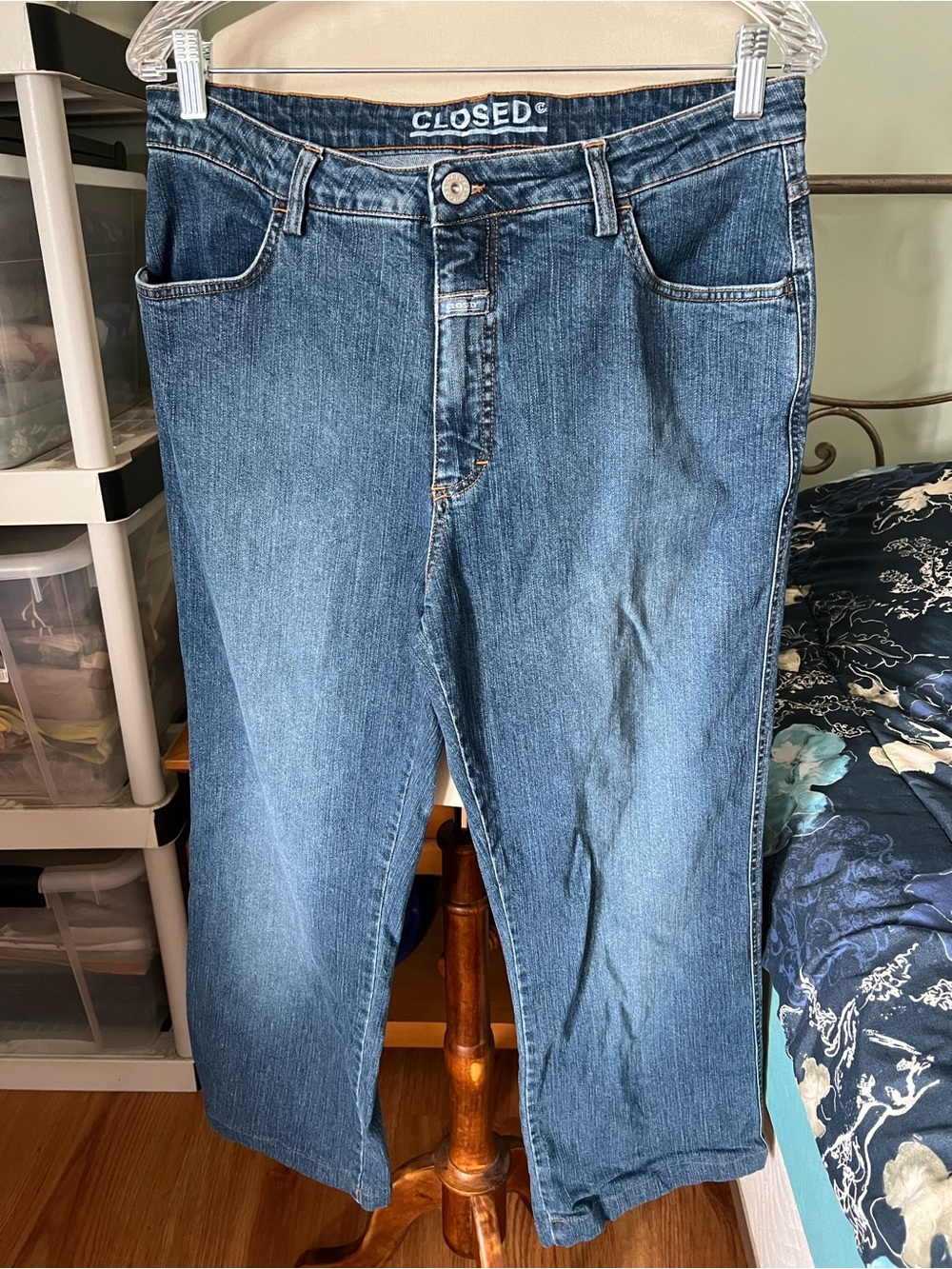 Closed Italy Women’s Organic Cotton Blue Straight-Leg Jeans 50 (14 XL) Med Wash